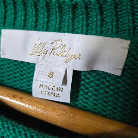EUC LILLY PULITZER GREEN 100% COTTON CREW NECK PULLOVER SWEATER SMALL - Picture 10 of 14
